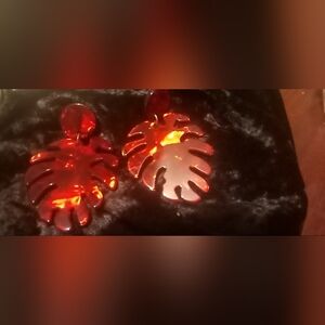 Red Leaf-Shaped Earrings